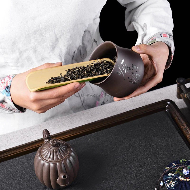 Purple Clay Bamboo Pattern Tea Caddy - Image 3