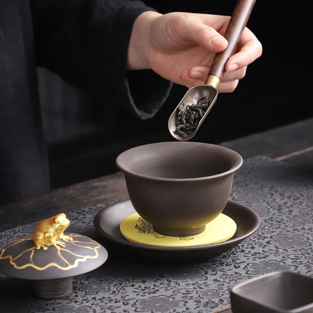 Purple Clay Black Gold Dragon Tea Set - Image 7