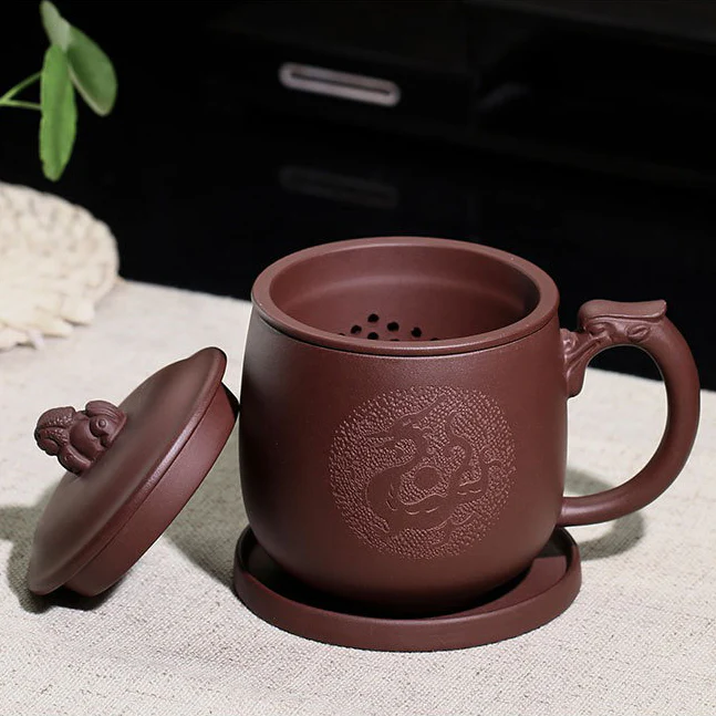 Purple Clay Dragon Tea Cup With Infuser - Image 14