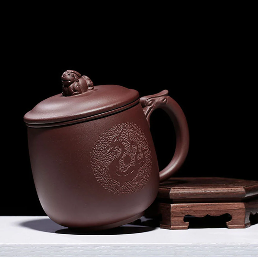 Purple Clay Dragon Tea Cup With Infuser - Image 3