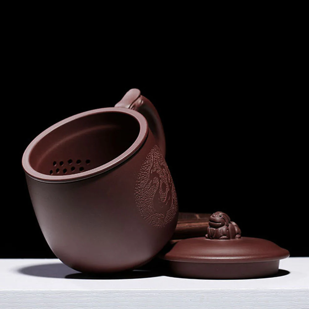 Purple Clay Dragon Tea Cup With Infuser - Image 6