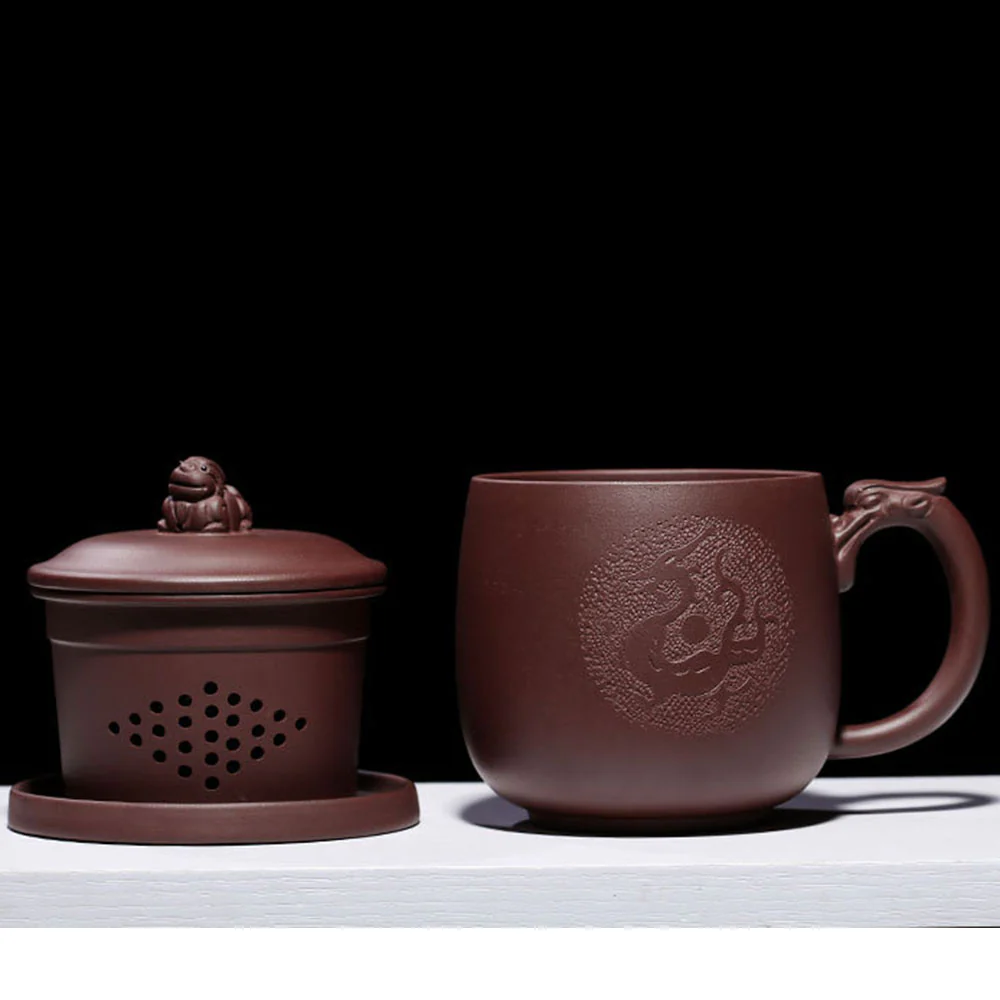 Purple Clay Dragon Tea Cup With Infuser - Image 9