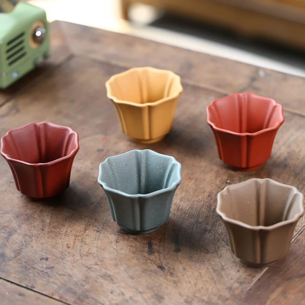 Purple Clay Flower Gongfu Tea Cup Set - Image 2