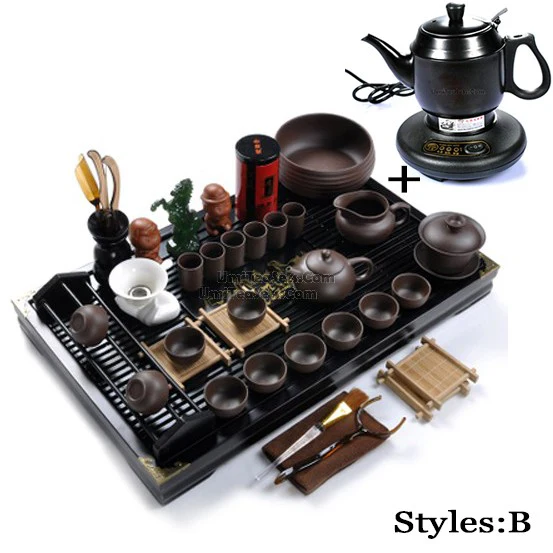 Purple Clay Gongfu Tea Set With Tea Tray - Image 3