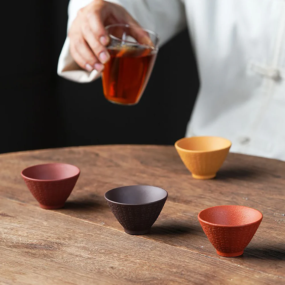 Purple Clay Heart Sutra Gongfu Tea Cup Set - Image 3