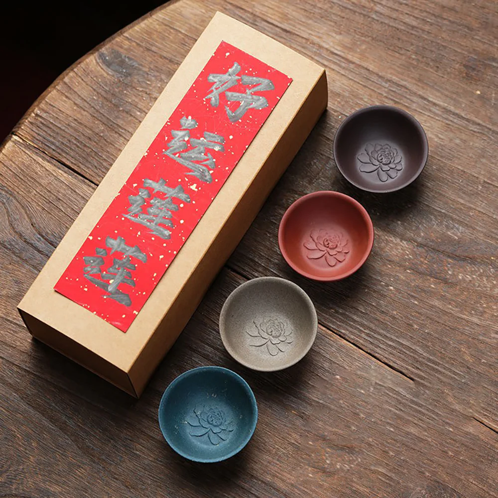Purple Clay Lotus Gongfu Tea Cup Set - Image 3