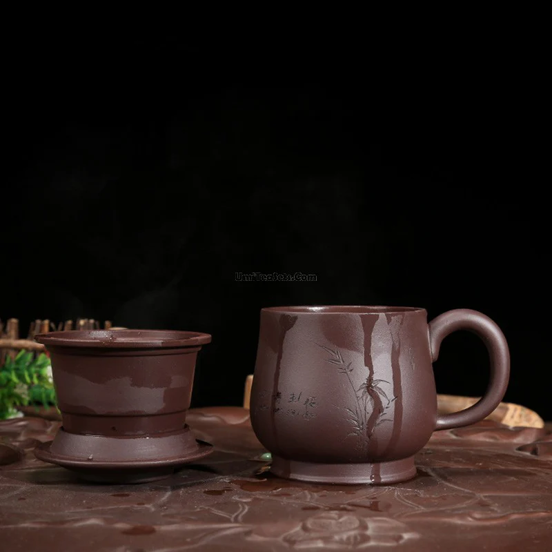 Purple Clay Round Tea Cup With Infuser - Image 3