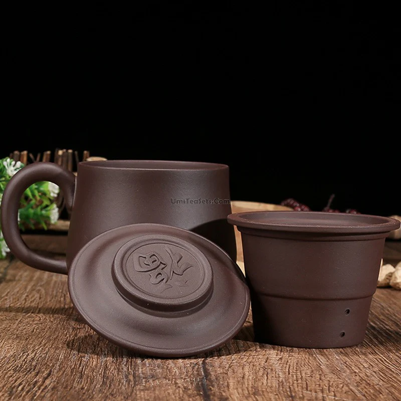 Purple Clay Round Tea Cup With Infuser - Image 4