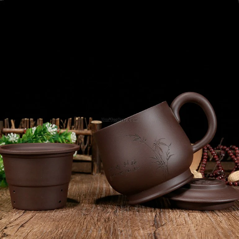 Purple Clay Round Tea Cup With Infuser - Image 5