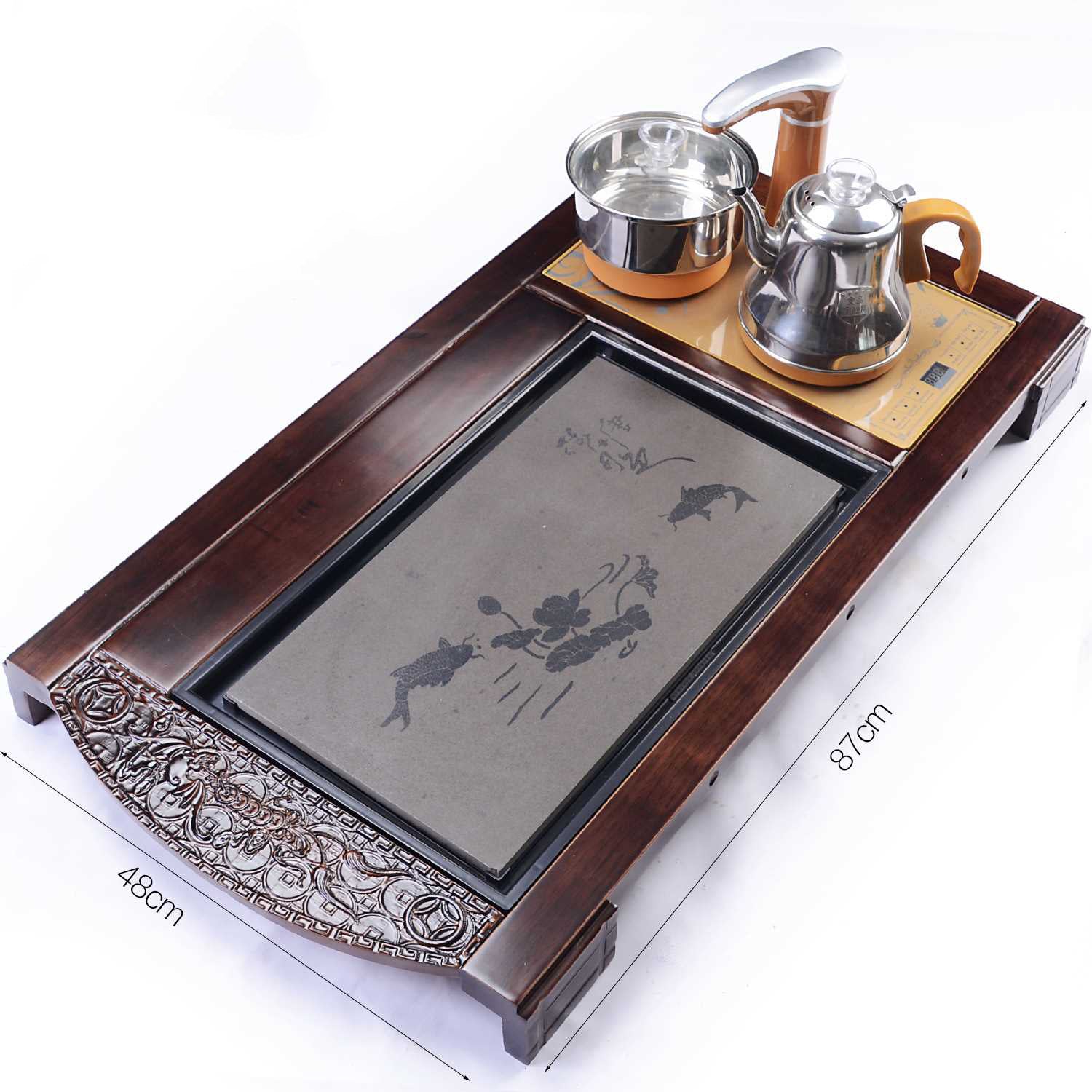 Purple Clay Tea Set With Solid Wood Tea Tray - Image 6
