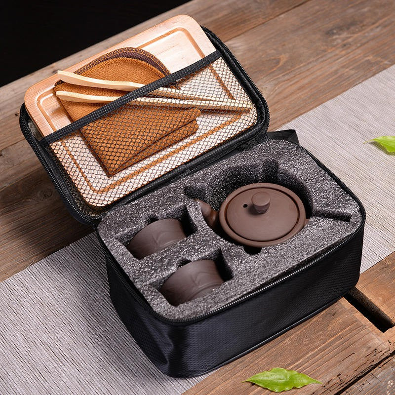 Yixing Purple Travle Tea Set With Bag - Image 4