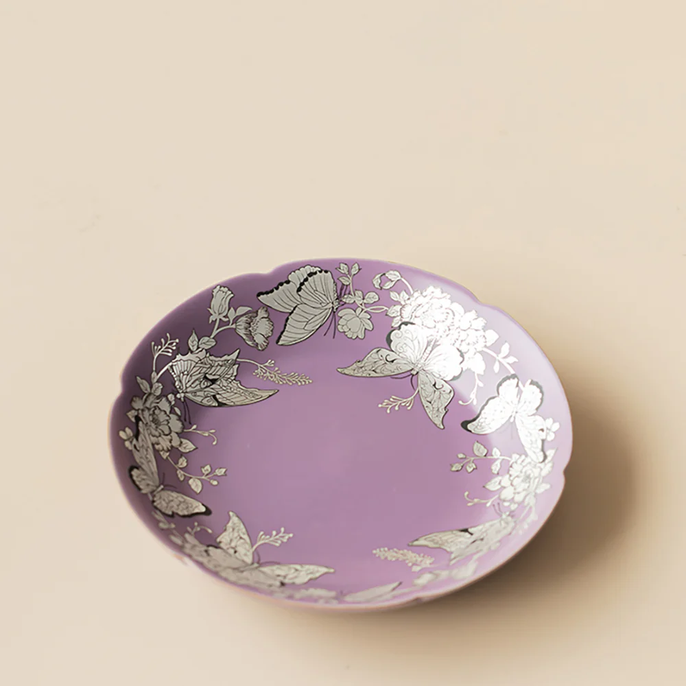 Purple Gilt-Silver Butterfly And Flower Porcelain Gaiwan - Image 4