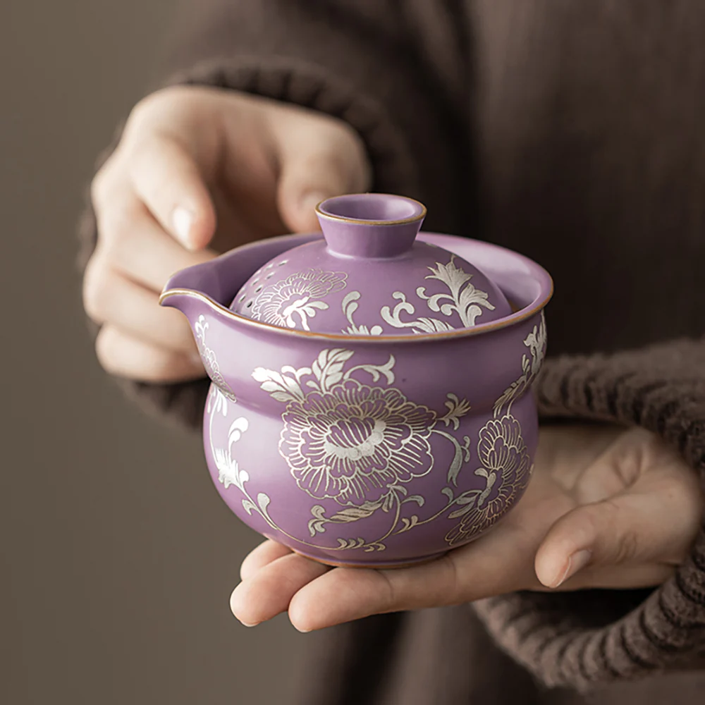 Purple Ruyao Peony Travel Tea Set - Image 5