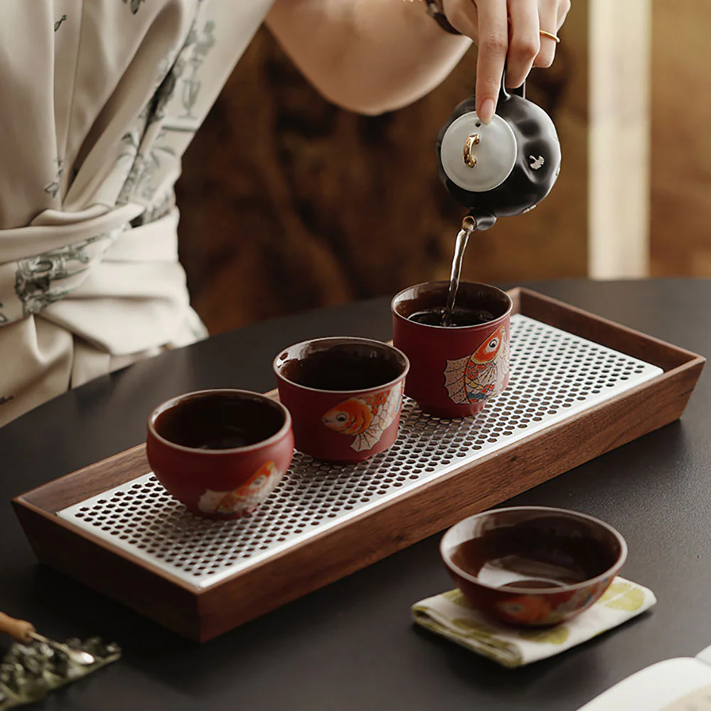 Red Ceramic Koi Gongfu Tea Cup Set - Image 4