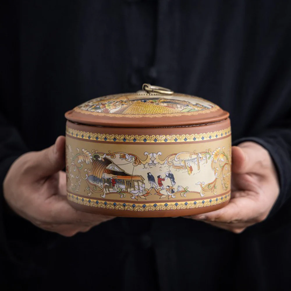 Riverside Scene at Qingming Festival Tea Caddies Set - Image 3