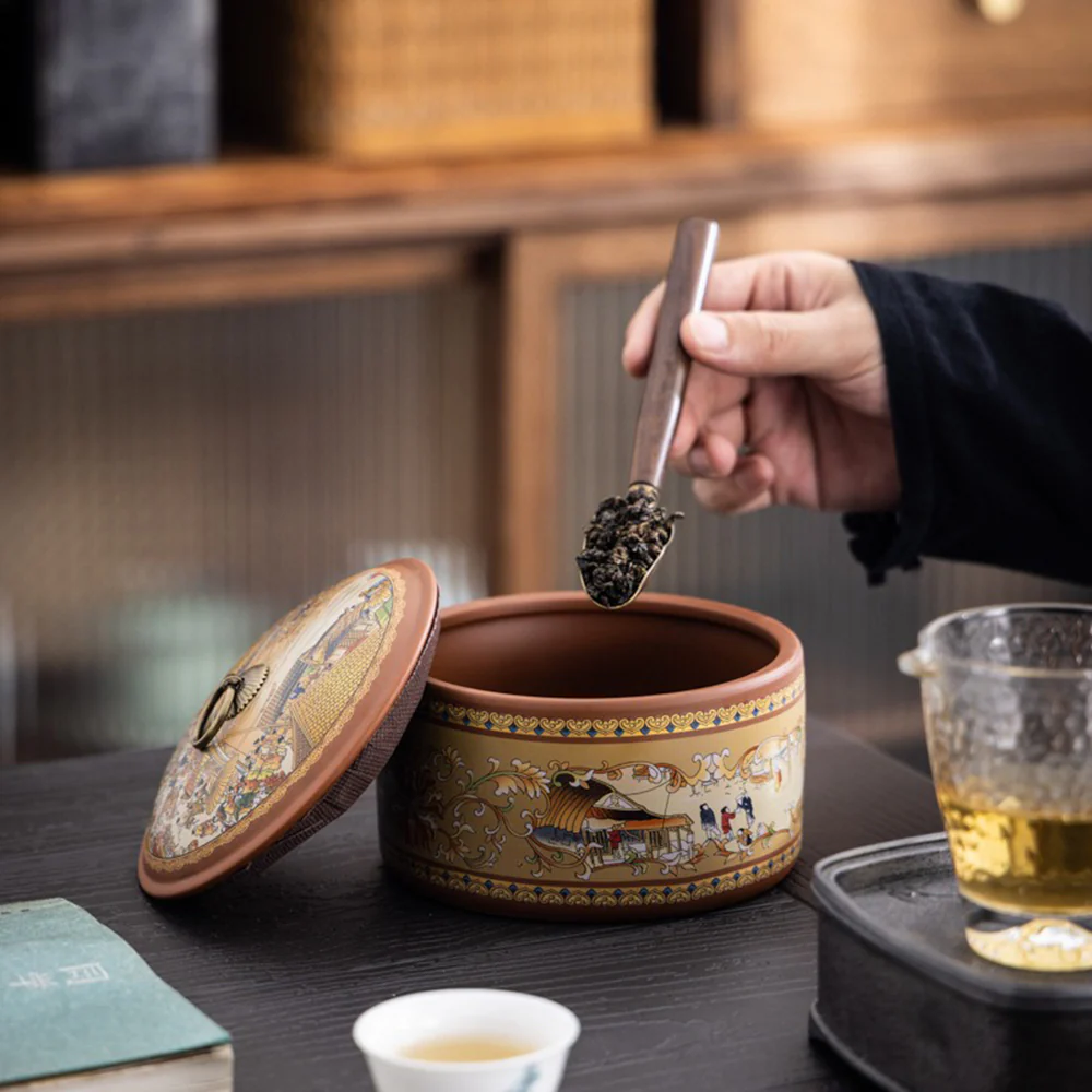 Riverside Scene at Qingming Festival Tea Caddies Set - Image 4