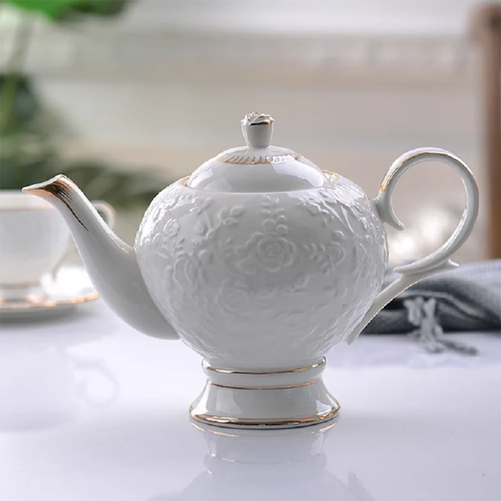 Rose Engraving Bone China Tea Set - Image 2