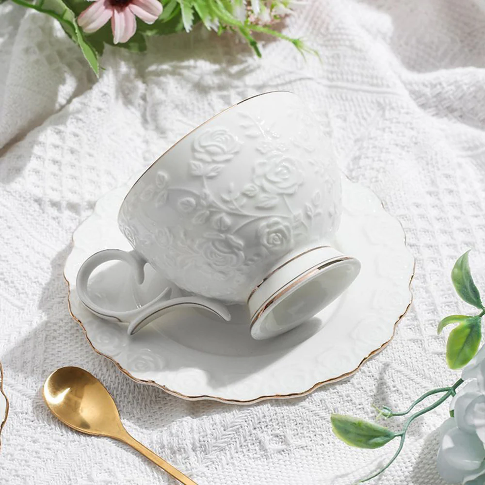 Rose Engraving Bone China Tea Set - Image 3