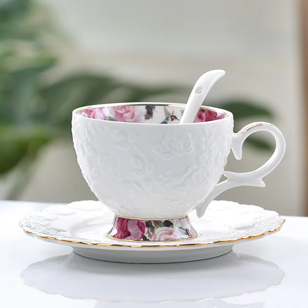 Rose Engraving Bone China Tea Set - Image 4