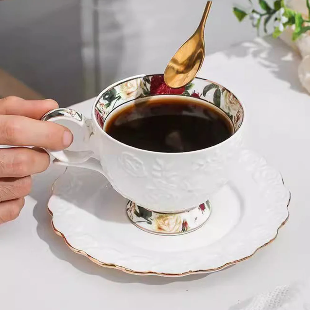 Rose Engraving Bone China Tea Set - Image 5