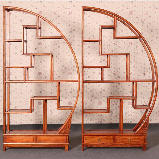 Round Shaped Chinese Curio Display Cabinet Shelf - Image 5