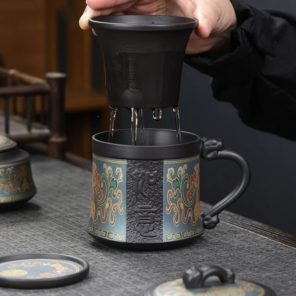 Ruyi Purple Clay Tea Cup With Infuser - Image 2