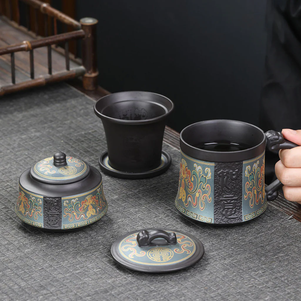 Ruyi Purple Clay Tea Cup With Infuser - Image 3