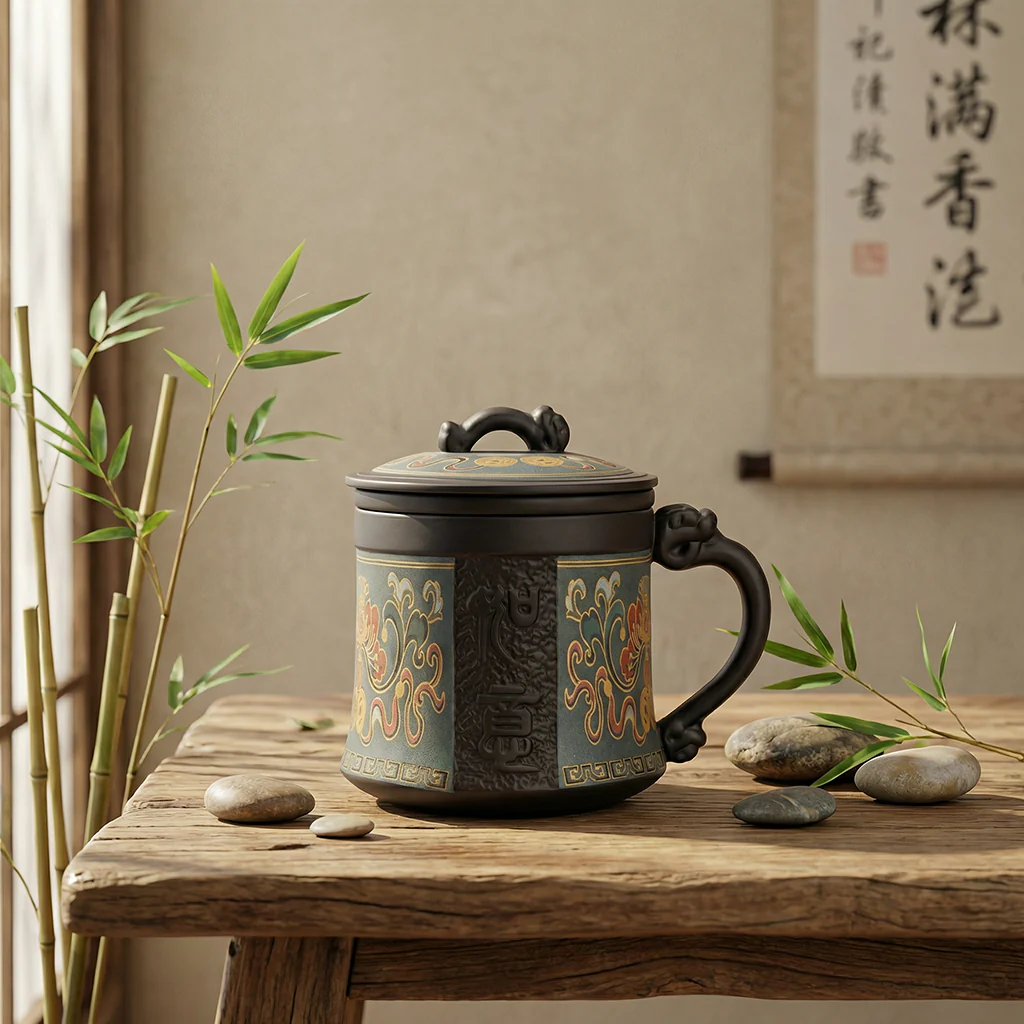 Ruyi Purple Clay Tea Cup With Infuser - Image 5
