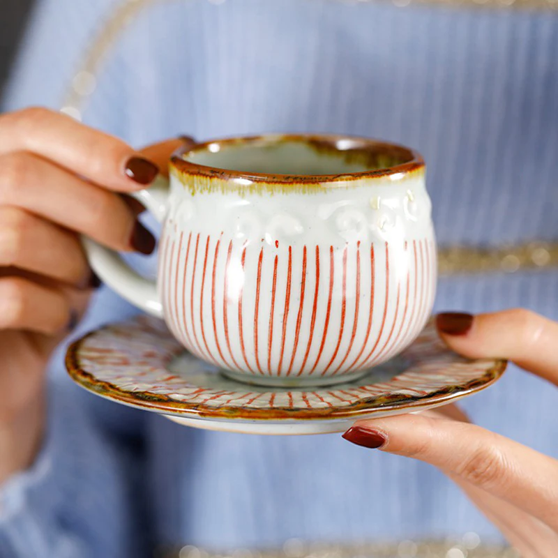 (Set of Two) Japanese Tea Cup With Handle And Saucer - Image 11