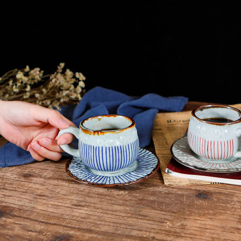 (Set of Two) Japanese Tea Cup With Handle And Saucer - Image 12