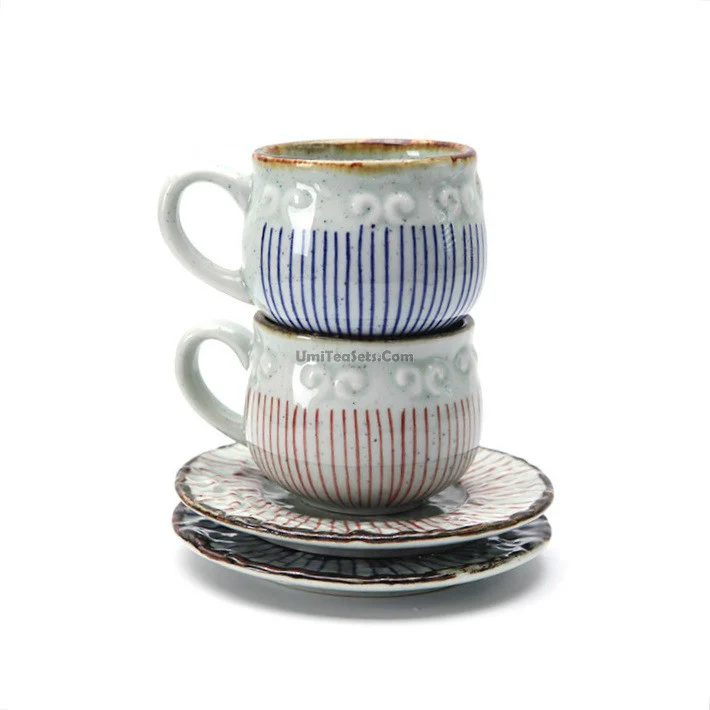 (Set of Two) Japanese Tea Cup With Handle And Saucer - Image 3
