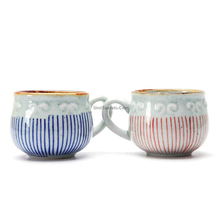 (Set of Two) Japanese Tea Cup With Handle And Saucer - Image 4