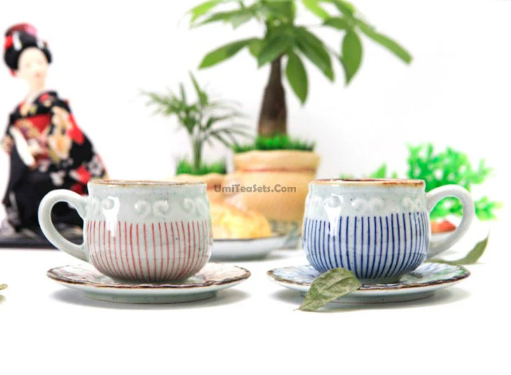 (Set of Two) Japanese Tea Cup With Handle And Saucer - Image 5