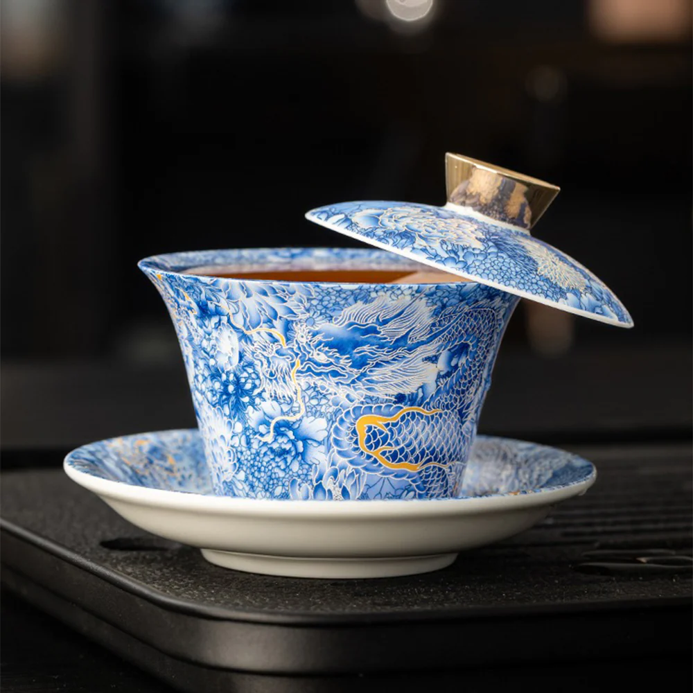 Silver Dragon Enamel Porcelain Gaiwan - Image 2