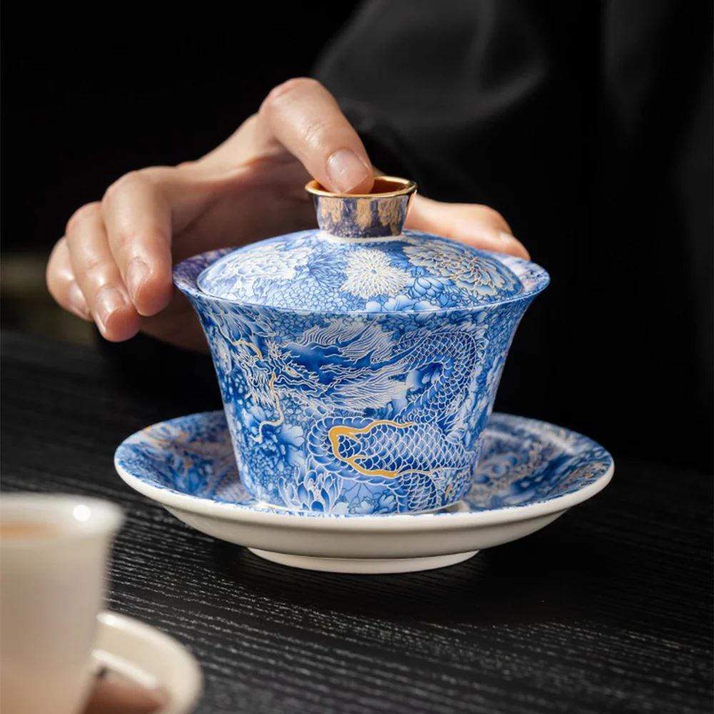 Silver Dragon Enamel Porcelain Gaiwan - Image 3