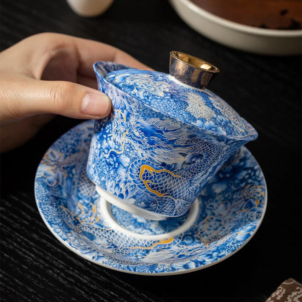 Silver Dragon Enamel Porcelain Gaiwan - Image 4