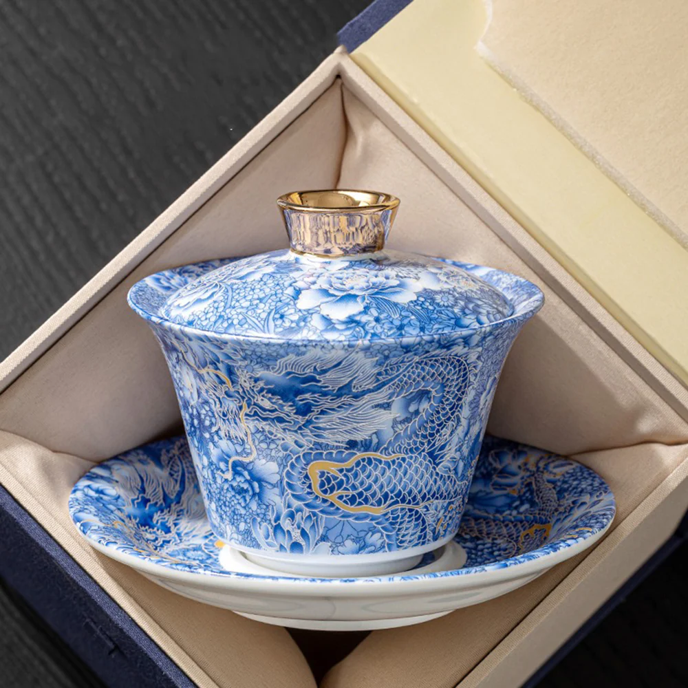 Silver Dragon Enamel Porcelain Gaiwan - Image 5