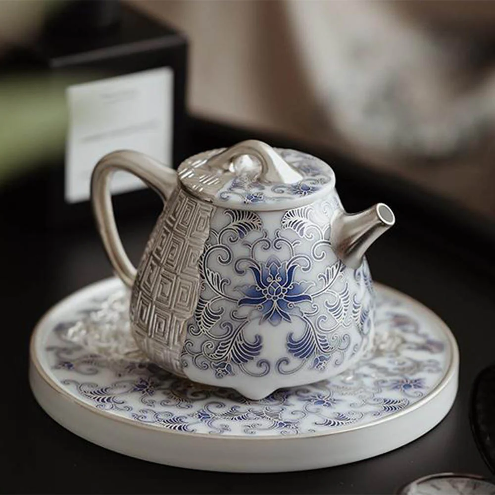 Silver-Gilt Blue And White Shi Piao Teapot - Image 2