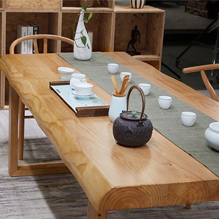 Simple Modern Pine Wood Chinese Tea Table - Image 11