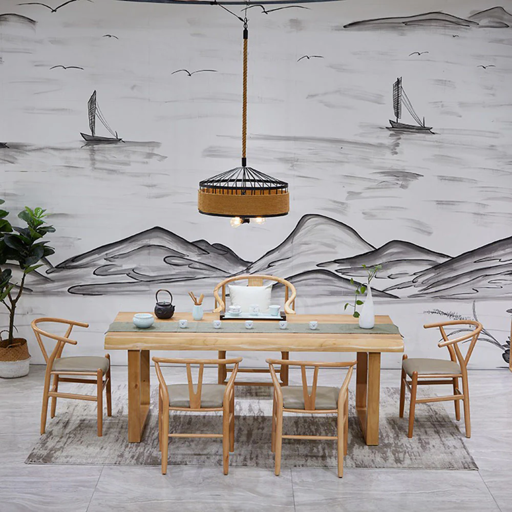 Simple Modern Pine Wood Chinese Tea Table - Image 3