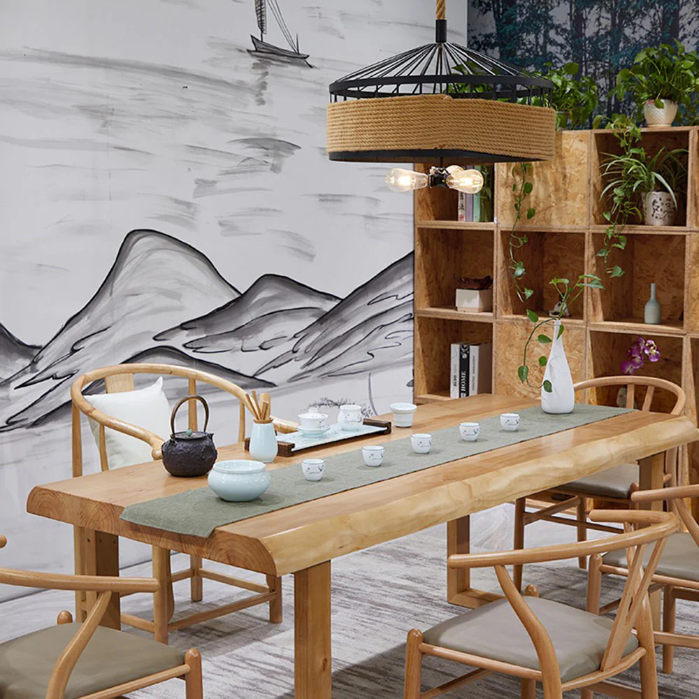 Simple Modern Pine Wood Chinese Tea Table - Image 4