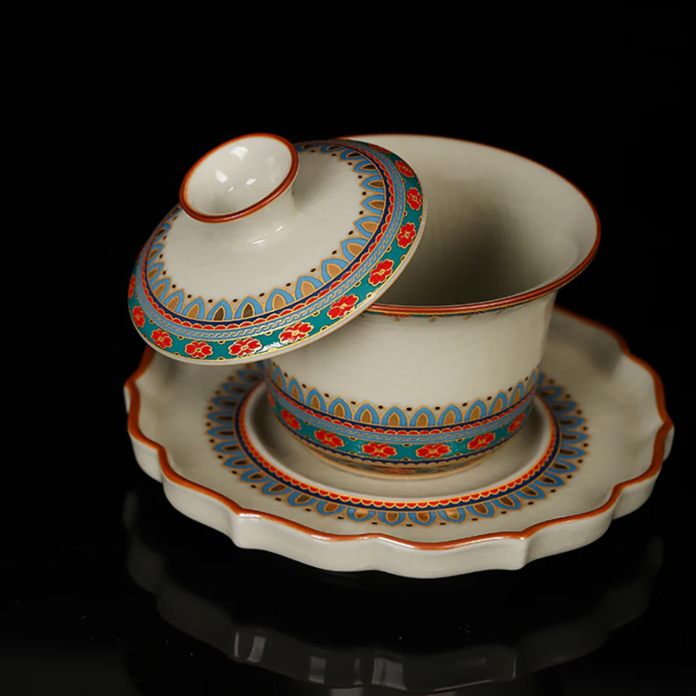 Sky Blue Dunhuang Ruyao Porcelain Gaiwan - Image 3