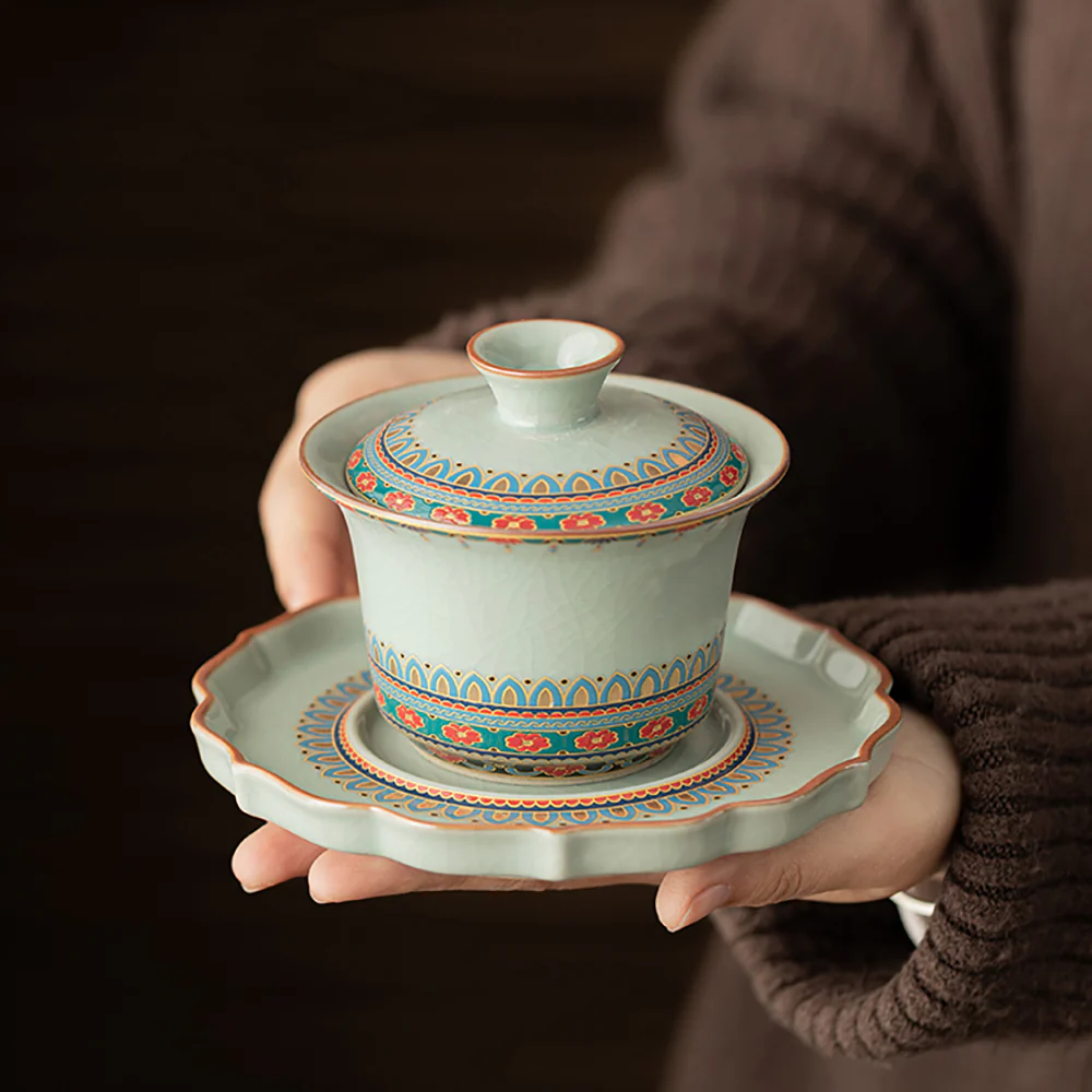 Sky Blue Dunhuang Ruyao Porcelain Gaiwan - Image 4