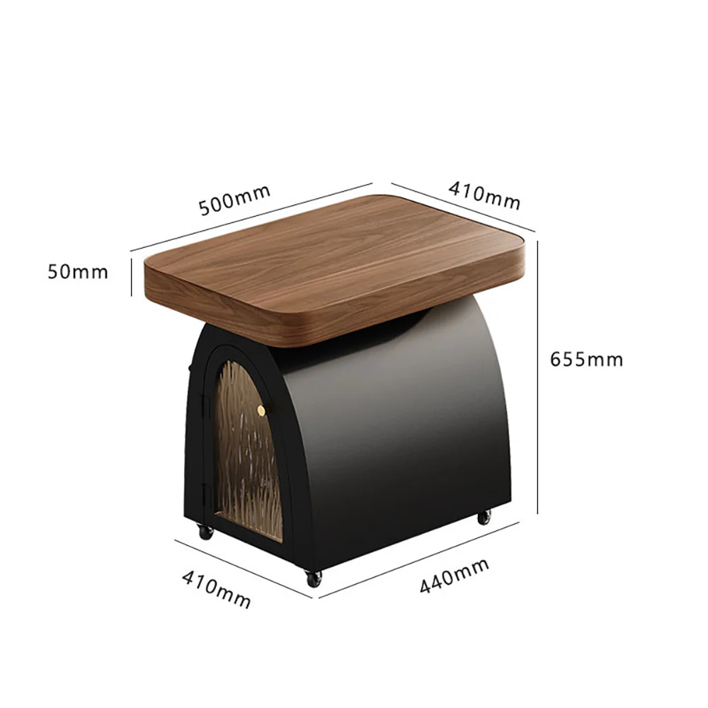 Solid Wood & Carbon Steel Small Movable Tea Table - Image 6