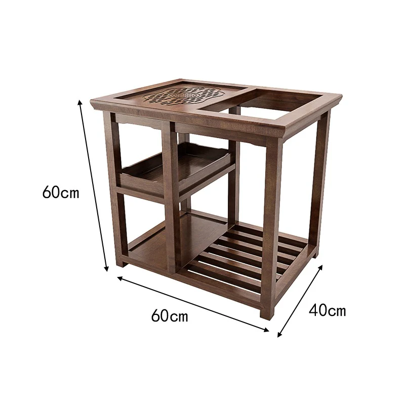 Solid Wood Chinese Gongfu Tea Table With Chairs - Image 9
