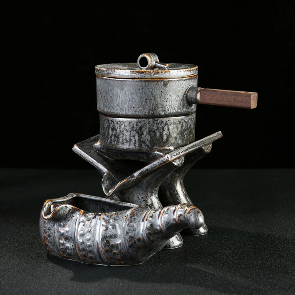 Stone Mill Tea Set With Black Gold Stone Tea Tray - Image 3