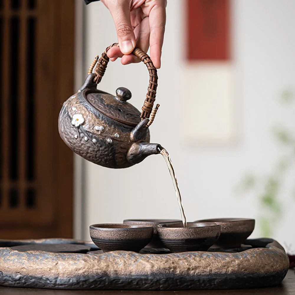 Stone Pottery Lotus Lake Shape Tea Set - Image 5