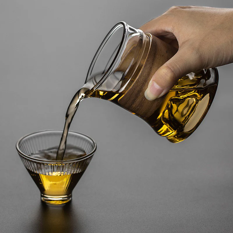 Stripes Glass Fair Cup With Bamboo Handle - Image 12