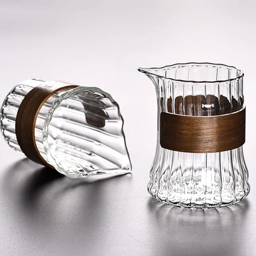 Stripes Glass Fair Cup With Bamboo Handle - Image 3