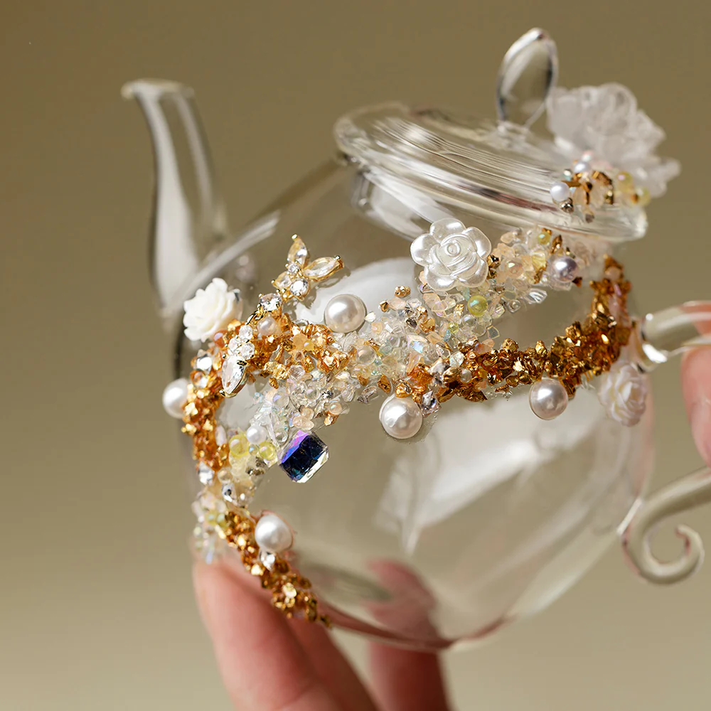 Sunset And White Rose Borosilicate Glass Teapot - Image 2
